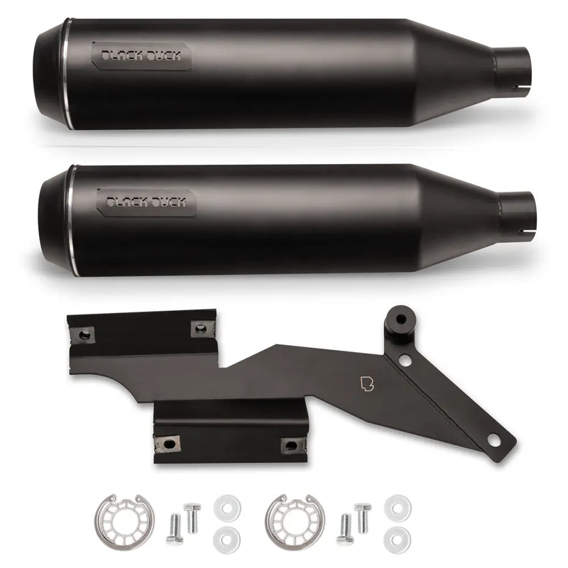 Black Duck Bombardier EC Euro-hyväksytyt Slip-On äänenvaimentimet Harleylle.