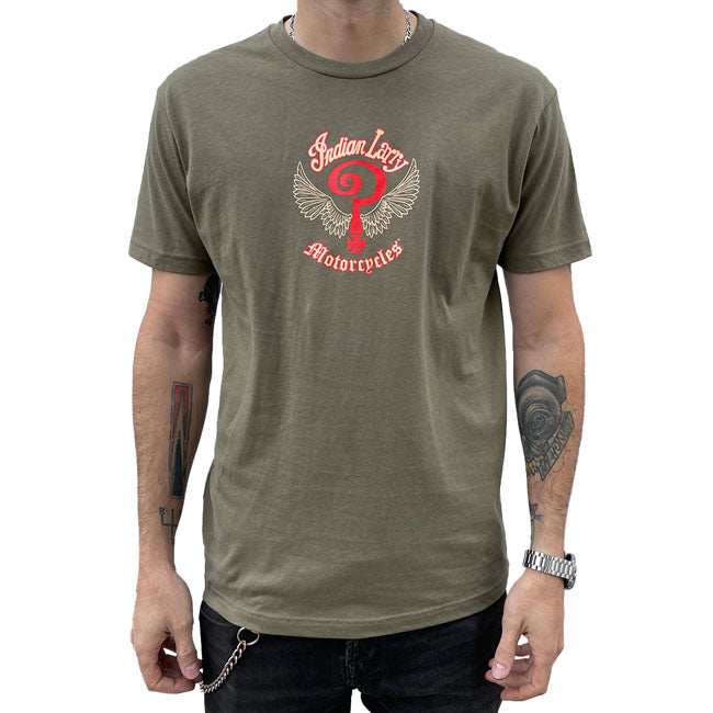 Indian Larry Military vihreä logo t-paita