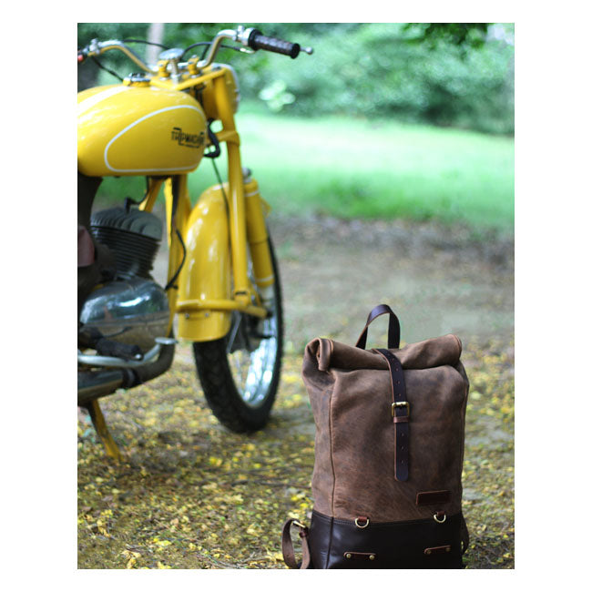 Trip Machine Vintage Leather 15L moottoripyörän satulalaukku / reppu