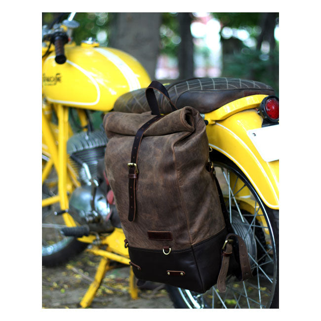 Trip Machine Vintage Leather 15L moottoripyörän satulalaukku / reppu