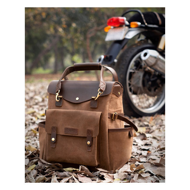 Trip Machine Vintage Leather Outlander moottoripyörän satulalaukku / reppu