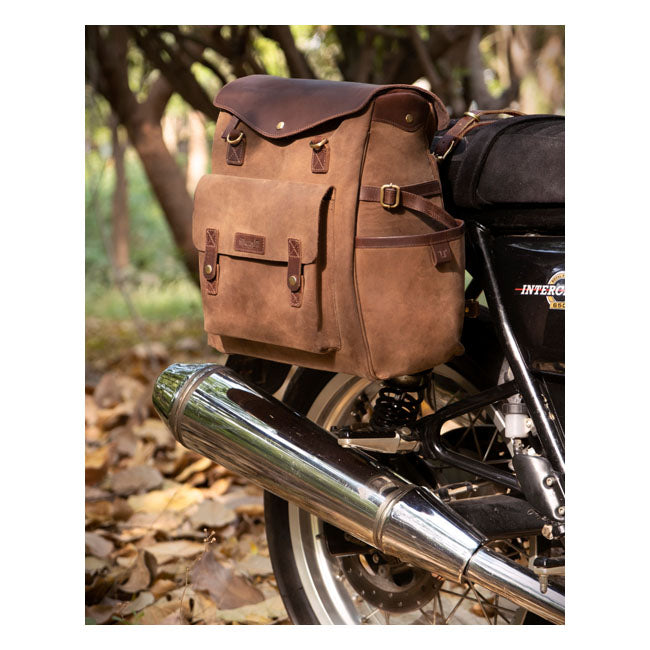 Trip Machine Vintage Leather Outlander moottoripyörän satulalaukku / reppu