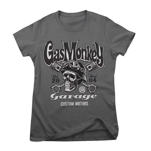 Gas Monkey Garage Custom Motors Skull Ladies T-paita