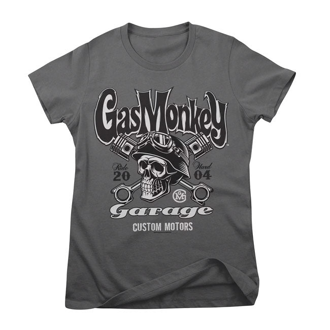 Gas Monkey Garage Custom Motors Skull Ladies T-paita