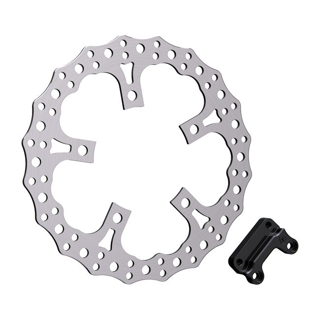 Arlen Ness Jagged Big Brake Kit Open Center Front for Harley 14-23 Touring with OEM-style open center mounted brake disc (13") / Front Left