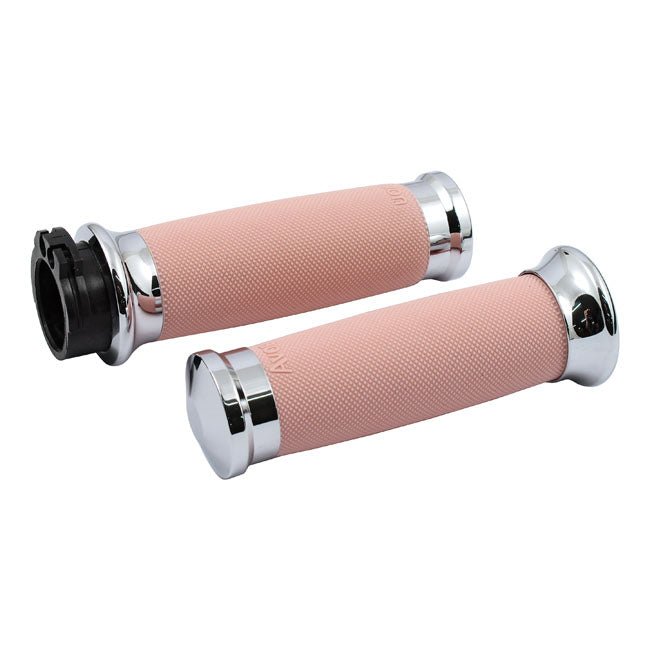 Avon Custom Contour Motorcycle Grips  HD Chrome / Pink