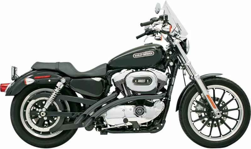 Bassani Sweeper Radial Exhaust System for Harley 07-13 XL Sportster / Black with black heat shields  - Customhoj