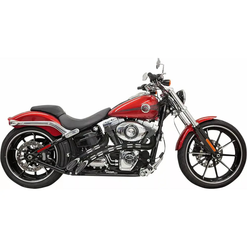 Bassani Sweeper Radial Exhaust System for Harley 86-17 Softail / Chrome with black slotted heat shields  - Customhoj