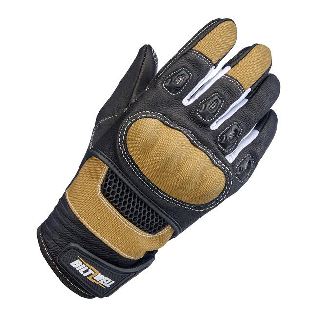 Biltwell Bridgeport Motorcycle Gloves Tan/Black / XS