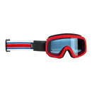 Biltwell Overland 2.0 Motorcycle Goggles Red / White / Blue  - Customhoj