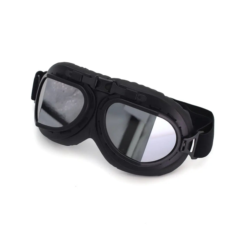 Cavalero Jet Classic Vintage Motorcycle Goggles Black / Silver