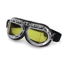 Cavalero Jet Classic Vintage Motorcycle Goggles Chrome / Yellow