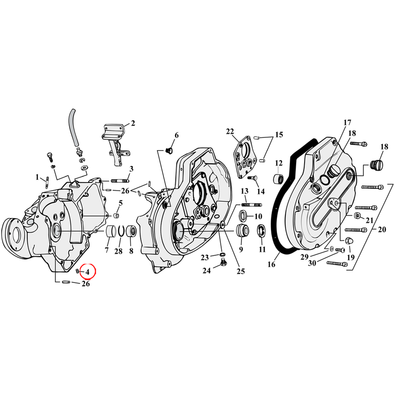 Crankcase Parts Diagram Exploded View for 77-90 Harley Sportster 4) 77-10 XL & XR1200. Gardner Westcott pipe plug, 1/8"-27 (set of 5). Replaces OEM: 45830-48