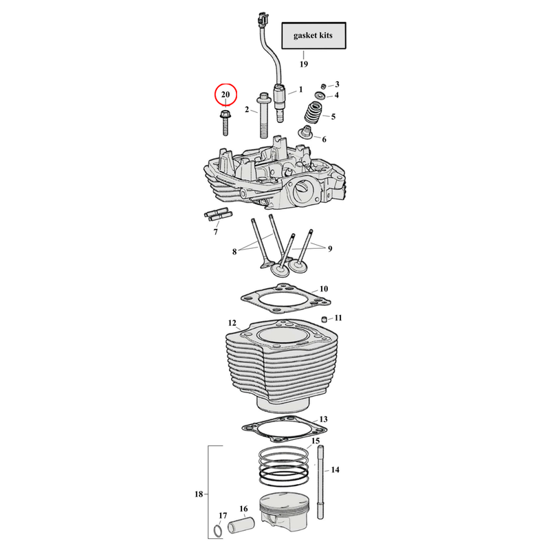 Cylinder Parts Diagram Exploded View for Harley Milwaukee Eight