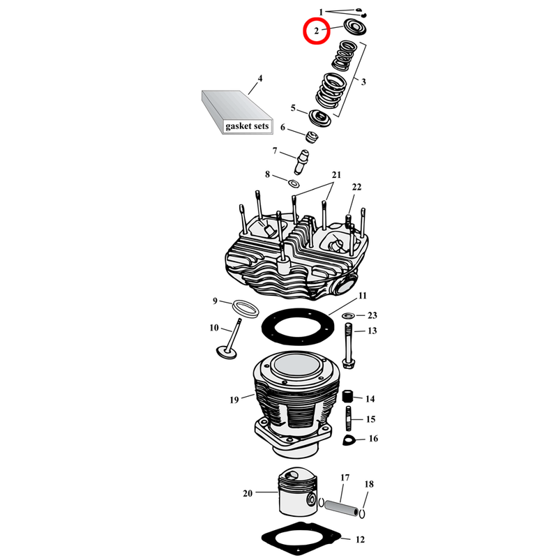 Cylinder Parts Diagram Exploded View for Harley Shovelhead