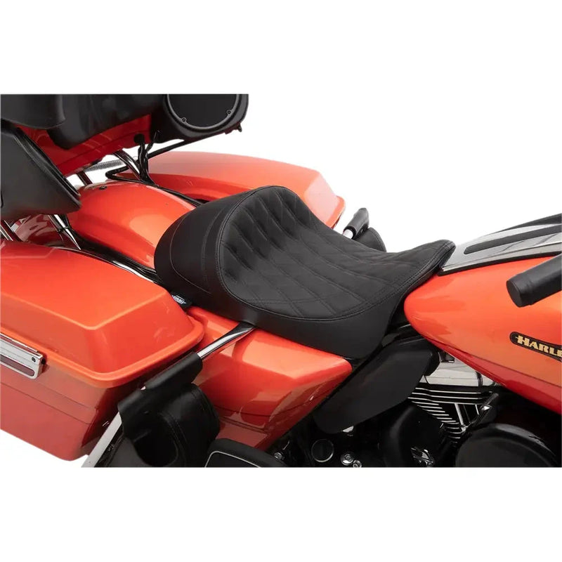 Drag Specialties EZ-ON Low Profile Forward Solo Seat for Harley 08-25 Touring (excl. 23-25 CVO; 24-25 Road Glide / Street Glide) / Diamond Black Solar Reflective  - Customhoj
