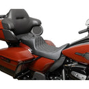 Drag Specialties Predator III 2-Up Extended Reach Seat for Harley 08-25 Touring (excl. 23-25 CVO; 24-25 Road Glide / Street Glide) / Diamond Black / Silver  - Customhoj