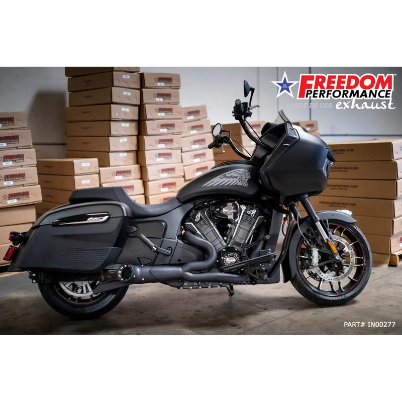 Freedom Performance Shorty Turn Out Straight Cut 2-into-1 Exhaust for Indian  - Customhoj