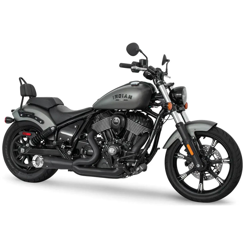 Freedom Performance Shorty Turn Out Straight Cut 2-into-1 Exhaust for Indian 22-25 Chief / Black / Chrome  - Customhoj