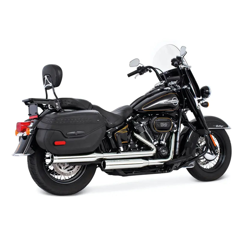 Freedom Performance Signature Slip-On Mufflers for Harley 18-24 Softail Heritage FLHC / FLHCS (read note) / Chrome with chrome end caps  - Customhoj