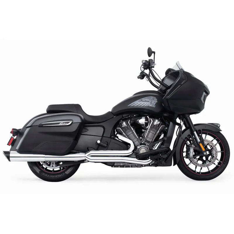 Freedom Performance Union 2-into-1 Exhaust for Indian 20-25 Challenger / Pursuit / Chrome / Slash Cut Sculpted Black  - Customhoj