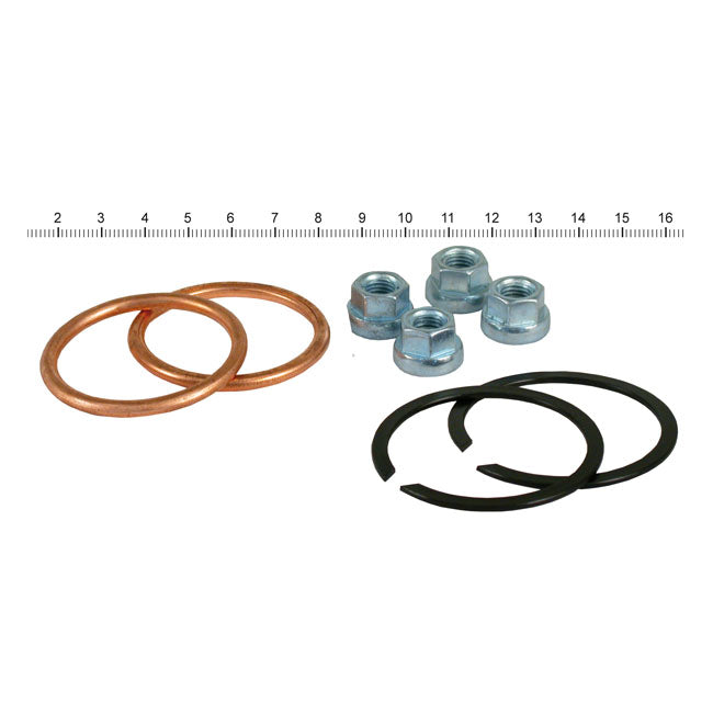 James Copper Crush Ring Exhaust Gasket & Mount Kit for Harley 84-25 Big Twin / Flange nuts  - Customhoj