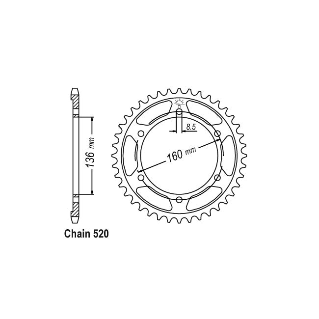 JT Sprockets Rear Sprocket Aprilia 650 Pegaso 3 98-00 JT Rear Sprocket for Aprilia Customhoj