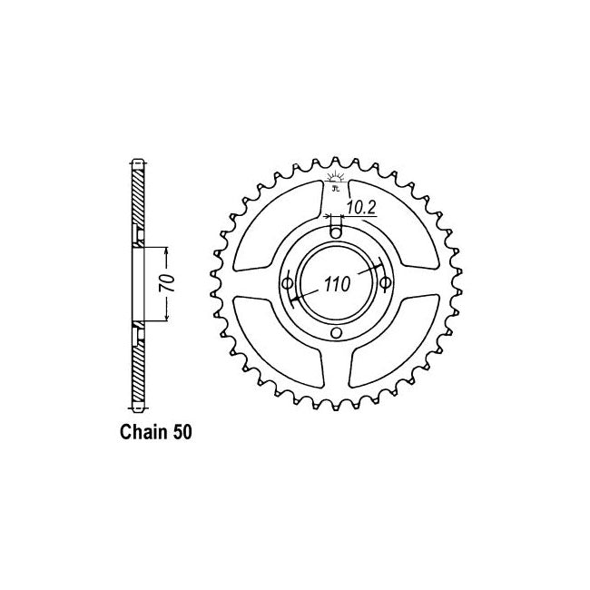 JT Sprockets Rear Sprocket Honda CB400 N,NA 79-80 JT Rear Sprocket for Honda Customhoj