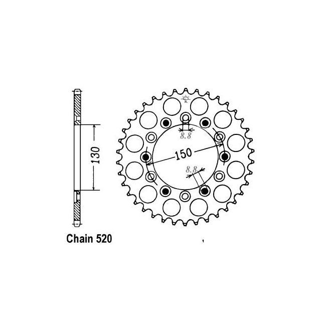 JT Sprockets Rear Sprocket Honda XL500 R-C/H Prolink 82-87 JT Rear Sprocket for Honda Customhoj