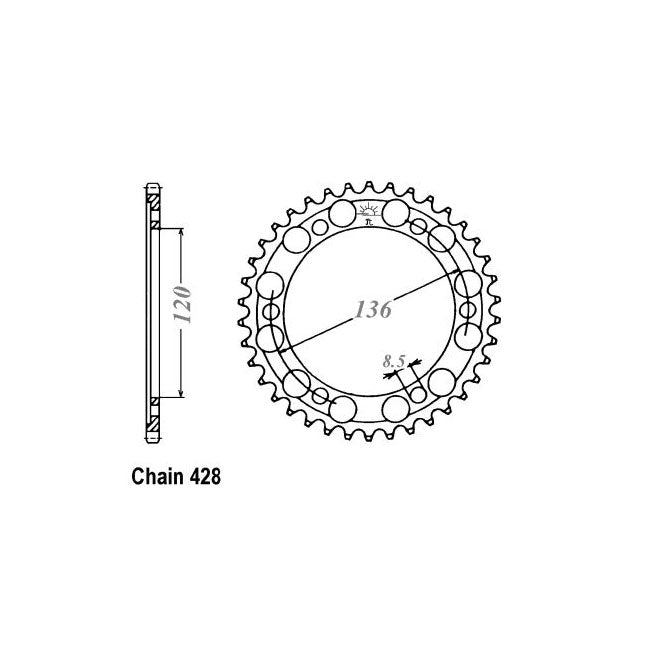 JT Sprockets Rear Sprocket Yamaha FZR400RR (428) 90-95 JT Rear Sprocket for Yamaha Customhoj