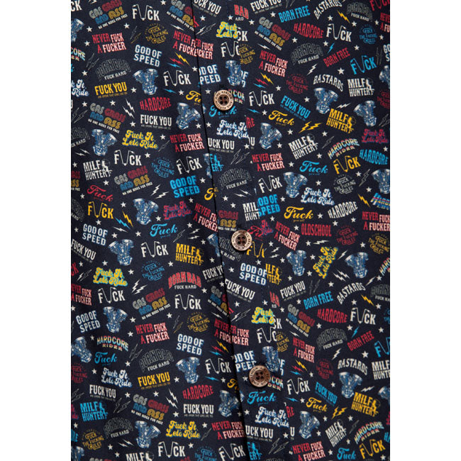 King Kerosin Printed Rebellion Short Sleeve Shirt  - Customhoj