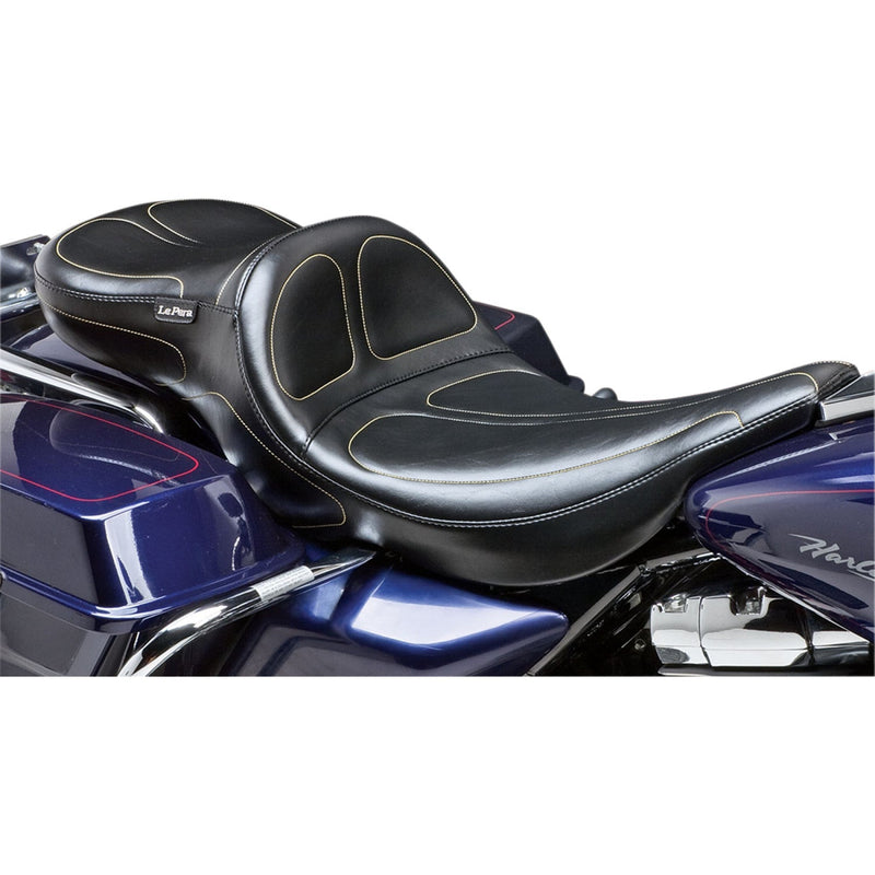 Le Pera Maverick Daddy Long Legs Extended Seat for Harley 02-07 Touring Electra Glide / Road Glide / Stitched Black / Without backrest  - Customhoj
