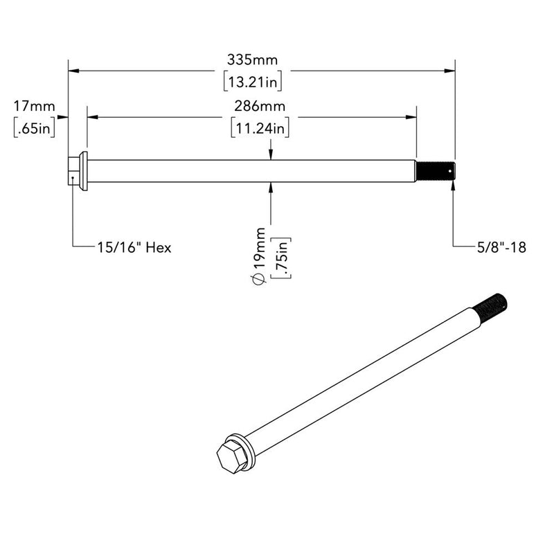 MCS Rear Wheel Axle Softail 86-07; FLT, FXR 80-01  - Customhoj