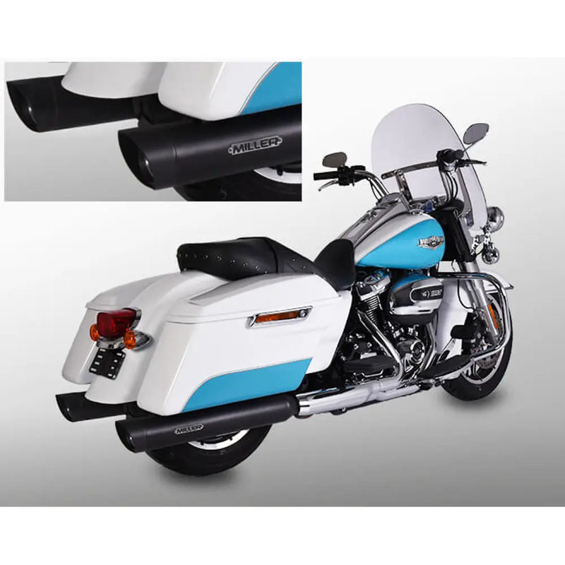 Miller Arlington Euro 4 Slip-On Mufflers for Harley 17-20 Touring (107" engine) / Matte Black / Slash Cut Matte Black  - Customhoj