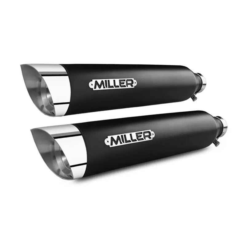 Miller Independence Euro 4 Slip-On Mufflers for Harley 18-20 Softail Breakout (107/114" engine) / Matte Black / Slash Cut Polished  - Customhoj