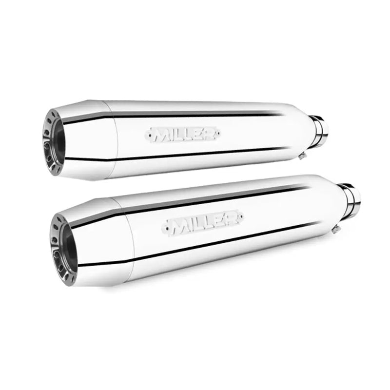 Miller Nebraska Euro 3/4 Slip-On Mufflers for Harley 2017 Dyna Street Bob (103" engine) / Polished / Tapered Polished  - Customhoj