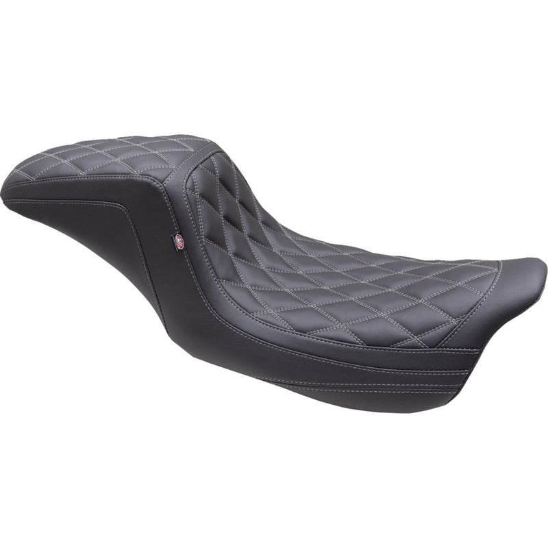 Mustang Squareback 2-Up Seat for Harley 08-25 Touring (excl. 23-25 CVO; 24-25 Road Glide / Street Glide) / Black / Gray / Double Diamond / Gripper  - Customhoj