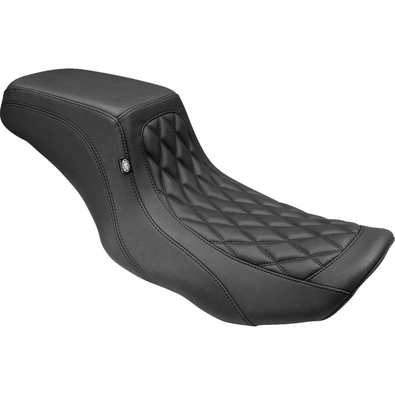 Mustang Squareback 2-Up Seat for Harley 24-25 Touring Road Glide / Street Glide / Black / Front Double Diamond / Gripper  - Customhoj