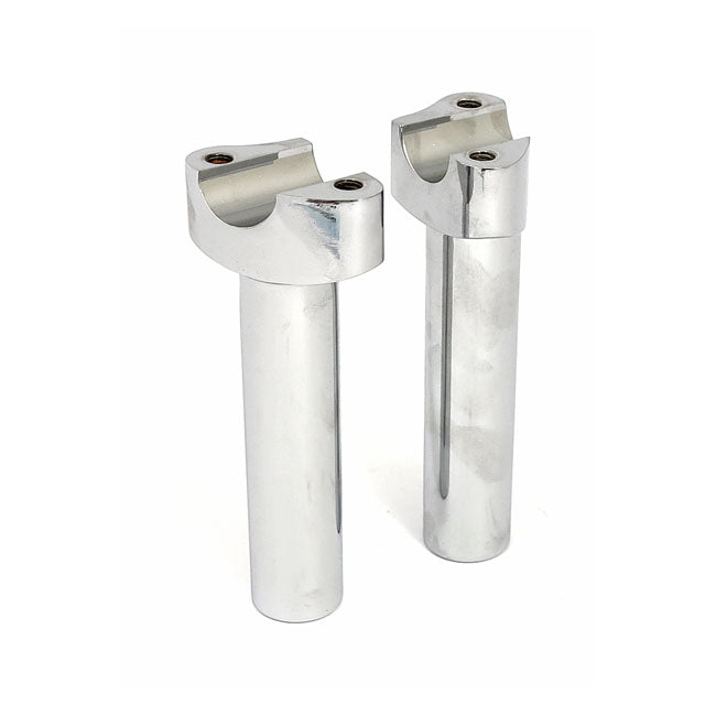 OEM Style Forged Aluminium Straight Handlebar Risers without Top Clamp Chrome / 5.5" (14cm)