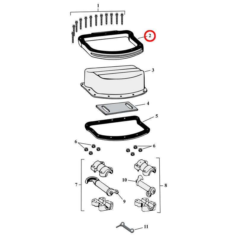 Rocker Box Parts Diagram Exploded View for Harley Panhead 2) 48-65 Panhead. D-rings, chrome aluminum. Replaces OEM: 17509-54A