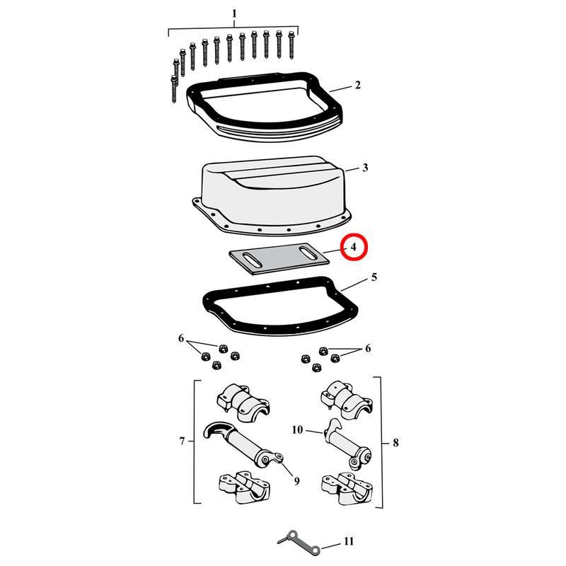 Rocker Box Parts Diagram Exploded View for Harley Panhead 4) 48-65 Panhead. James gasket, felt pad. Replaces OEM: 17507-48