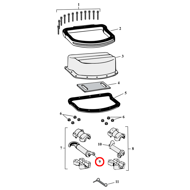 Rocker Box Parts Diagram Exploded View for Harley Panhead 9) 48-65 Panhead. Rocker arm. Rear exhaust / Front intake. Replaces OEM: 17360-48