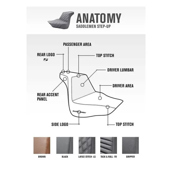 Saddlemen Extended Reach Step-Up Motorcycle Seat For Harley