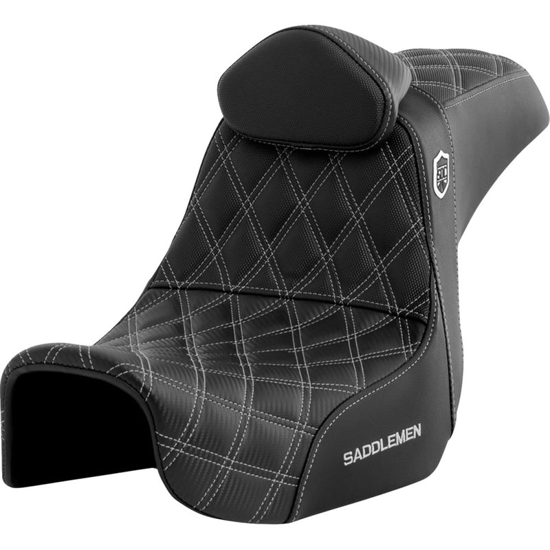 Saddlemen Pro SDC Performance Gripper Lattice Stitch Seat for Harley 06-17 Dyna / With backrest / Black / Silver  - Customhoj