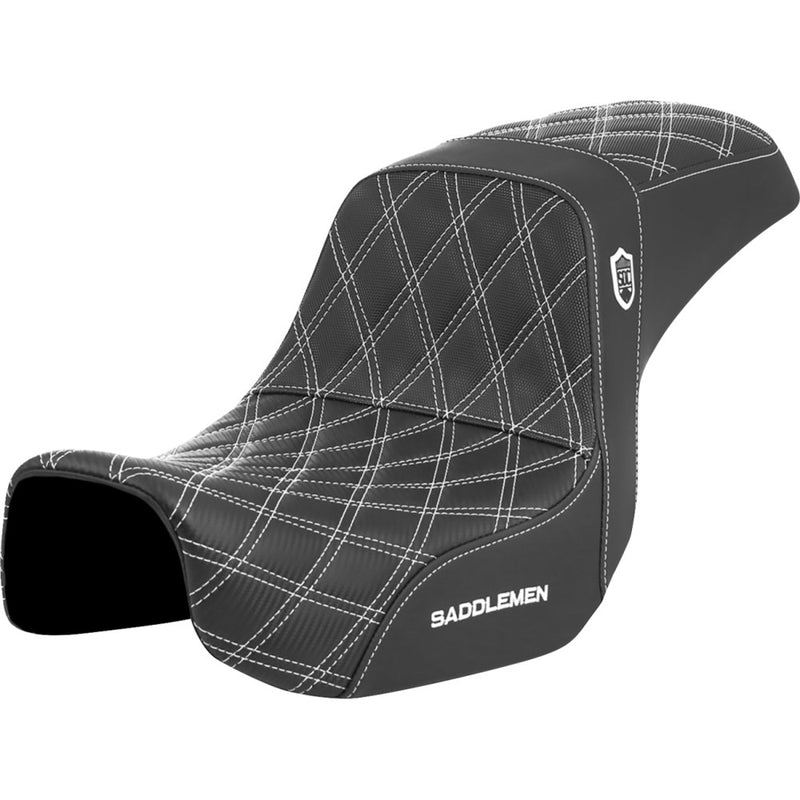 Saddlemen Pro SDC Performance Gripper Lattice Stitch Seat for Harley 06-17 Dyna / Without backrest / Black / White  - Customhoj
