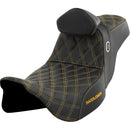Saddlemen Pro SDC Performance Gripper Lattice Stitch Seat for Harley 08-25 Touring (excl. 23-25 CVO; 24-25 Road Glide / Street Glide) / With backrest / Black / Gold  - Customhoj