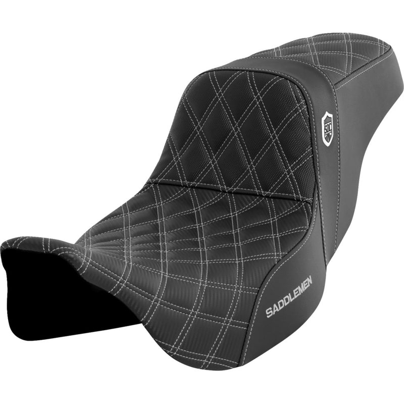 Saddlemen Pro SDC Performance Gripper Lattice Stitch Seat for Harley 08-25 Touring (excl. 23-25 CVO; 24-25 Road Glide / Street Glide) / Without backrest / Black / Silver  - Customhoj