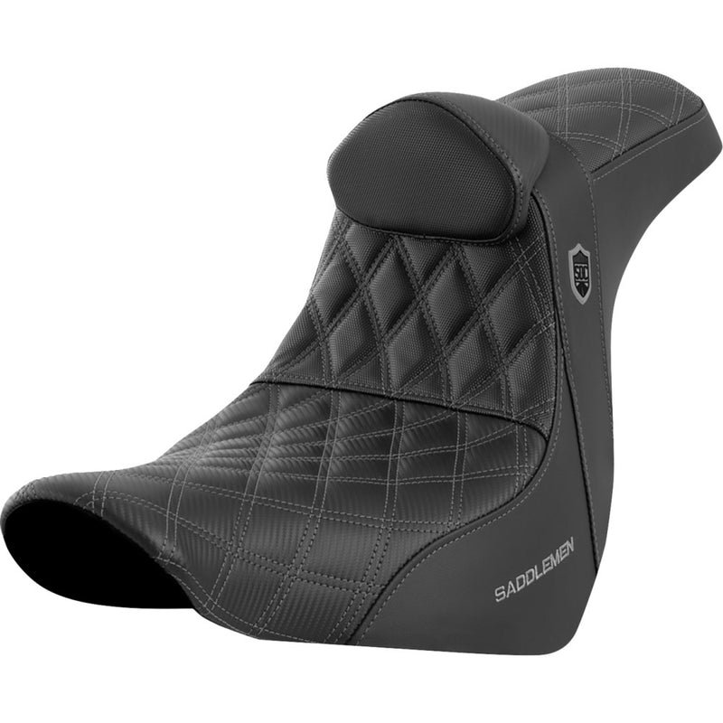 Saddlemen Pro SDC Performance Gripper Lattice Stitch Seat for Harley 18-25 Softail Sport Glide & Low Rider / S / ST / With backrest / Black / Gray  - Customhoj