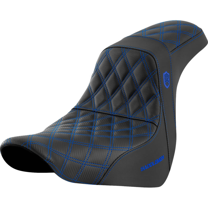 Saddlemen Pro SDC Performance Gripper Lattice Stitch Seat for Harley 18-25 Softail Sport Glide & Low Rider / S / ST / Without backrest / Black / Blue  - Customhoj