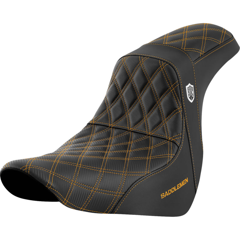 Saddlemen Pro SDC Performance Gripper Lattice Stitch Seat for Harley 18-25 Softail Sport Glide & Low Rider / S / ST / Without backrest / Black / Gold  - Customhoj